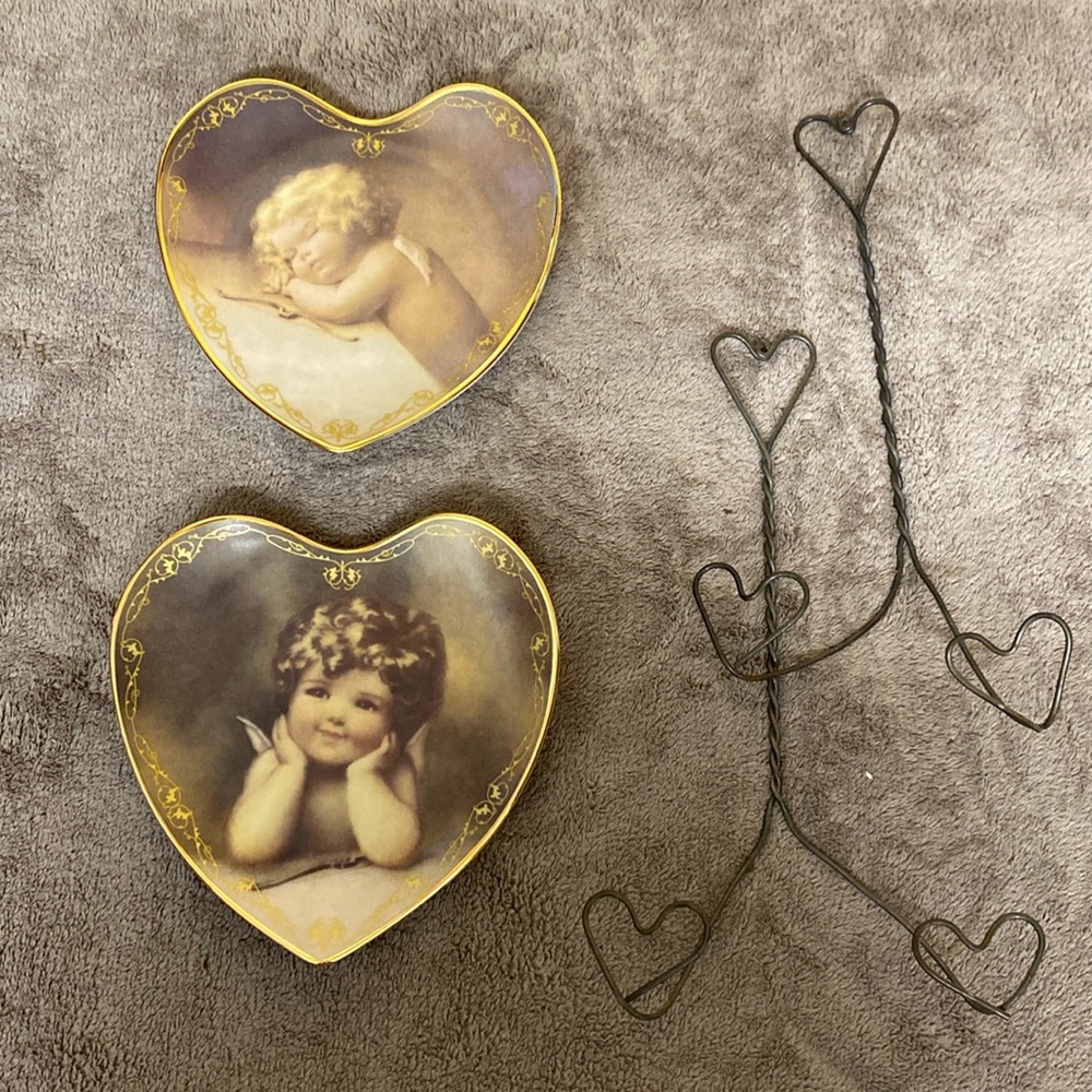 Bessie Pease Gutmann heart shaped plates. First and second issue.